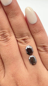 2.03cttw | Rustic  Octagonal Shape Rose Cut Diamond Matched Pair - Modern Rustic Diamond