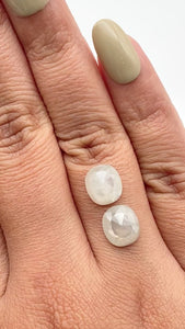 4.88cttw | Salt & Pepper Cushion Shape Rose Cut Diamond Matched Pair - Modern Rustic Diamond