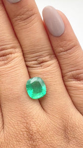 3.00ct | Brilliant Cut Cushion Shape Brazil Emerald - Modern Rustic Diamond