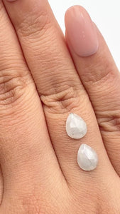 2.77cttw | Salt & Pepper Pear Shape Rose Cut Diamond Matched Pair - Modern Rustic Diamond