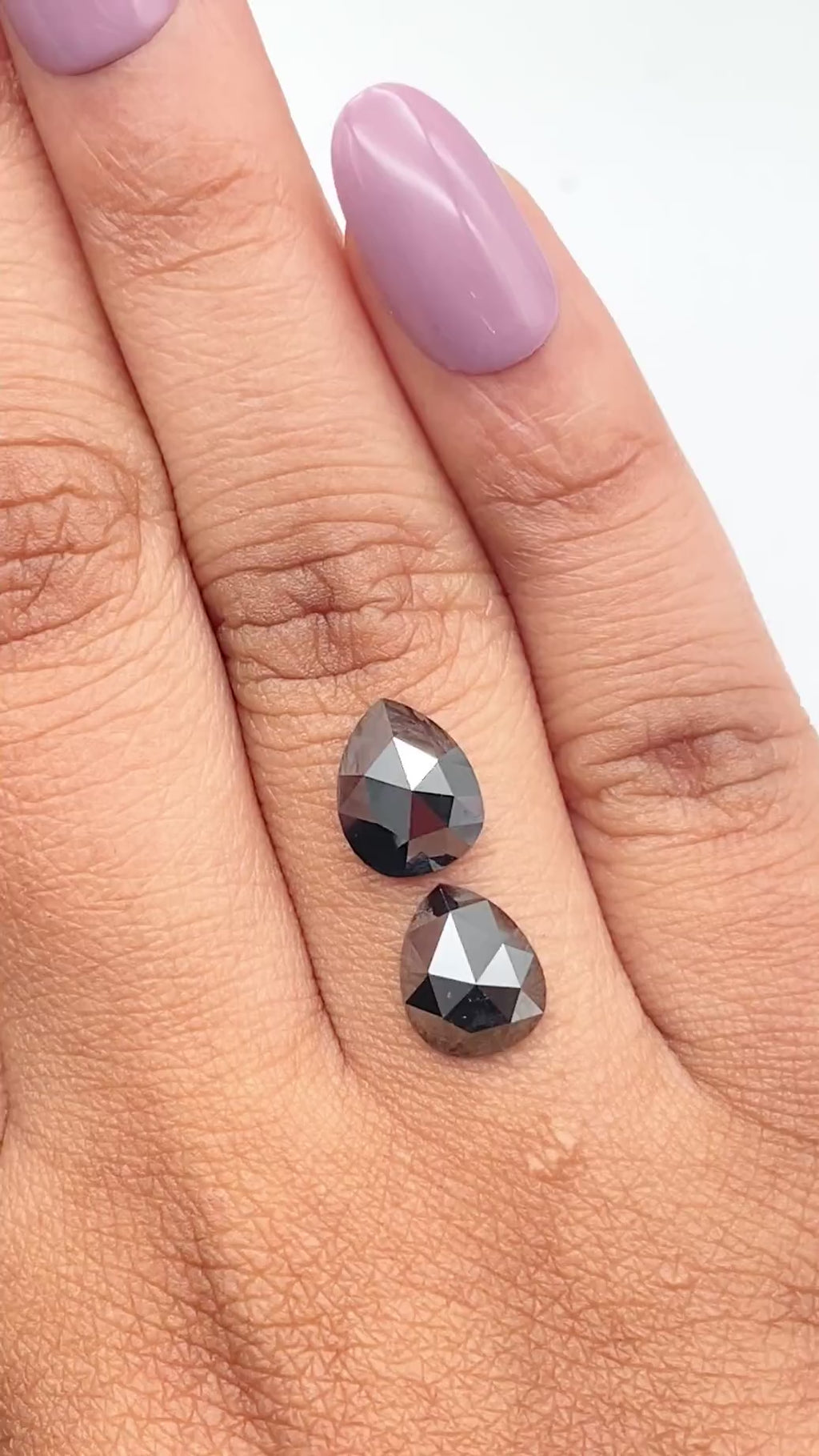 3.64cttw | Black Pear Shape Rose Cut Diamond Matched Pair - Modern Rustic Diamond