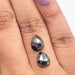 3.64cttw | Black Pear Shape Rose Cut Diamond Matched Pair - Modern Rustic Diamond