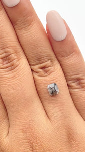 1.09ct | Salt & Pepper Emerald Shape Step Cut Diamond - Modern Rustic Diamond