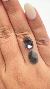 2.70cttw | Salt & Pepper  Oval Shape Rose Cut Diamond Matched Pair - Modern Rustic Diamond