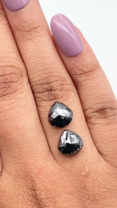 6.30cttw | Black Pear Shape Rose Cut Diamond Matched Pair - Modern Rustic Diamond