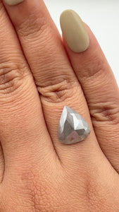 4.71ct | Salt & Pepper Pear Shape Rose Cut Diamond - Modern Rustic Diamond