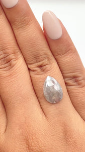 3.58ct | Salt & Pepper Pear Shape Rose Cut Diamond - Modern Rustic Diamond
