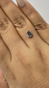 0.67ct | Salt & Pepper Pear Shape Rose Cut Diamond - Modern Rustic Diamond