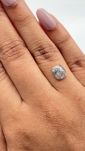 1.57ct | Salt & Pepper Cushion Shape Rose Cut Diamond - Modern Rustic Diamond