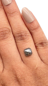 1.49ct | Salt & Pepper Cushion Shape Rose Cut Diamond - Modern Rustic Diamond