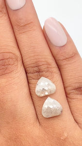 3.99cttw | Rustic  Pear Shape Rose Cut Diamond Matched Pair - Modern Rustic Diamond