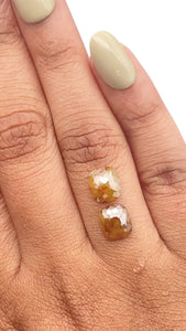 3.52cttw | Salt & Pepper Cushion Shape Rose Cut Diamond Matched Pair - Modern Rustic Diamond
