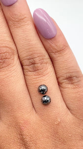 1.45cttw | Black Round Shape Rose Cut Diamond Matched Pair - Modern Rustic Diamond