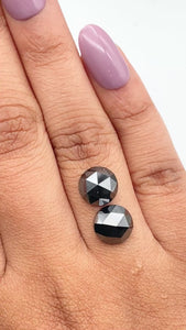 5.60cttw | Black Round Shape Rose Cut Diamond Matched Pair - Modern Rustic Diamond