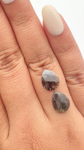 2.81cttw | Rustic  Pear Shape Rose Cut Diamond Matched Pair - Modern Rustic Diamond