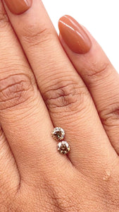 0.70cttw | Cognac VS-SI Round Shape Brilliant Cut Diamond Matched Pair - Modern Rustic Diamond