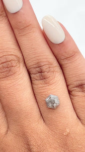 0.98ct | Salt & Pepper Hexagon Shape Rose Cut Diamond - Modern Rustic Diamond