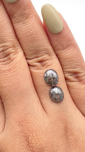 2.86cttw | Salt & Pepper Oval Shape Rose Cut Diamond Matched Pair - Modern Rustic Diamond