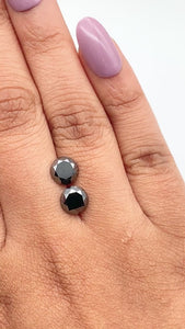 3.25cttw | Black Round Shape Brilliant Cut Diamond Matched Pair - Modern Rustic Diamond