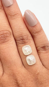 4.49cttw | Salt & Pepper Cushion Shape Rose Cut Diamond Matched Pair - Modern Rustic Diamond