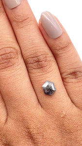 1.17ct | Salt & Pepper Hexagon Shape Rose Cut Diamond - Modern Rustic Diamond