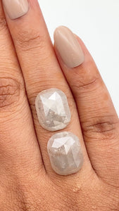 15.44cttw | Salt & Pepper Cushion Shape Brilliant Cut Diamond Matched Pair - Modern Rustic Diamond