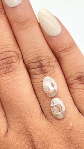 2.55cttw | Rustic  Oval Shape Rose Cut Diamond Matched Pair - Modern Rustic Diamond