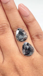4.00cttw | Rstc  Pear Shape Rose Cut Diamond Matched Pair - Modern Rustic Diamond
