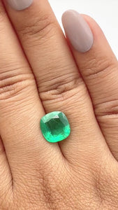 3.28ct | Brilliant Cut Cushion Shape Brazil Emerald - Modern Rustic Diamond
