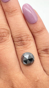 6.52cttw | Black Round Shape Rose Cut Diamond Matched Pair - Modern Rustic Diamond
