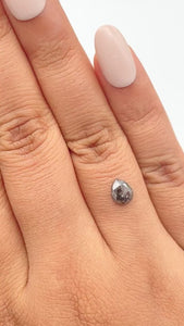 0.81ct | Salt & Pepper Pear Shape Rose Cut Diamond - Modern Rustic Diamond