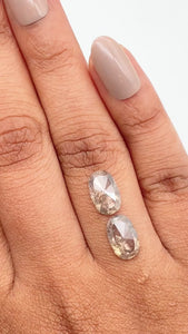 2.88cttw | Salt & Pepper Cushion Shape Rose Cut Diamond Matched Pair - Modern Rustic Diamond