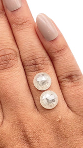 5.77cttw | Rustic Round Shape Rose Cut Diamond Matched Pair - Modern Rustic Diamond