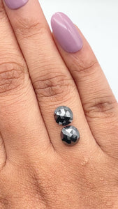 2.96cttw | Black Cushion Shape Rose Cut Diamond Matched Pair - Modern Rustic Diamond