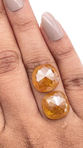 19.94cttw | Salt & Pepper Cushion Shape Rose Cut Diamond Matched Pair - Modern Rustic Diamond