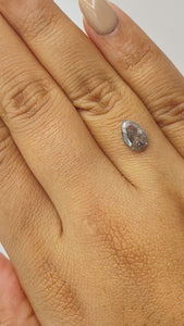 1.27ct | Salt & Pepper Pear Shape Rose Cut Diamond - Modern Rustic Diamond