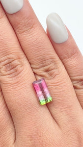 3.30ct |  Emerald Shape Step Cut Tourmaline - Modern Rustic Diamond