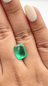 3.28ct | Brilliant Cut Cushion Shape Brazil Emerald - Modern Rustic Diamond