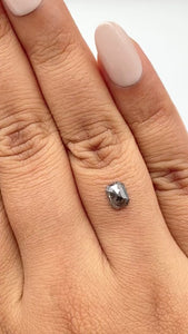 0.73ct | Salt & Pepper Emerald Shape Rose Cut Diamond - Modern Rustic Diamond