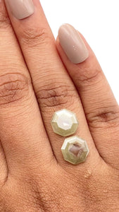3.33cttw | Salt & Pepper Octagonal Shape Rose Cut Diamond Matched Pair - Modern Rustic Diamond