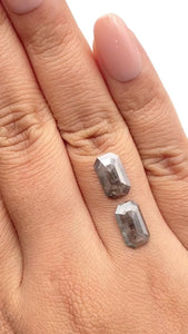 2.76cttw | Rustic Emerald Shape Rose Cut Diamond Matched Pair - Modern Rustic Diamond