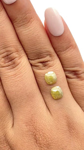 2.00cttw | Rustic  Cushion Shape Rose Cut Diamond Matched Pair - Modern Rustic Diamond