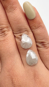 6.84cttw | Salt & Pepper Pear Shape Rose Cut Diamond Matched Pair - Modern Rustic Diamond