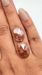 21.15cttw | Salt & Pepper Cushion Shape Rose Cut Diamond Matched Pair - Modern Rustic Diamond