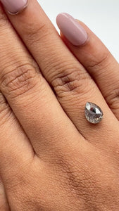 1.76ct | Salt & Pepper Pear Shape Rose Cut Diamond - Modern Rustic Diamond