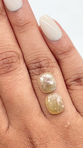 5.44cttw | Salt & Pepper Cushion Shape Rose Cut Diamond Matched Pair - Modern Rustic Diamond