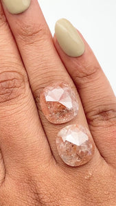 18.97cttw | Salt & Pepper Cushion Shape Rose Cut Diamond Matched Pair - Modern Rustic Diamond