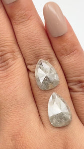 10.31cttw | Rustic Pear Shape Rose Cut Diamond Matched Pair - Modern Rustic Diamond