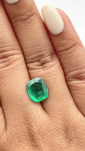3.12ct | Brilliant Cut Cushion Shape Brazil Emerald - Modern Rustic Diamond
