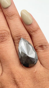 17.37ct | Salt & Pepper Pear Shape Rose Cut Diamond - Modern Rustic Diamond